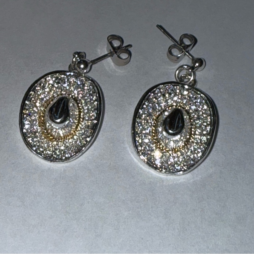 Montana Silversmiths Silver and Gold Rhinestone Hat Earrings NWOT
